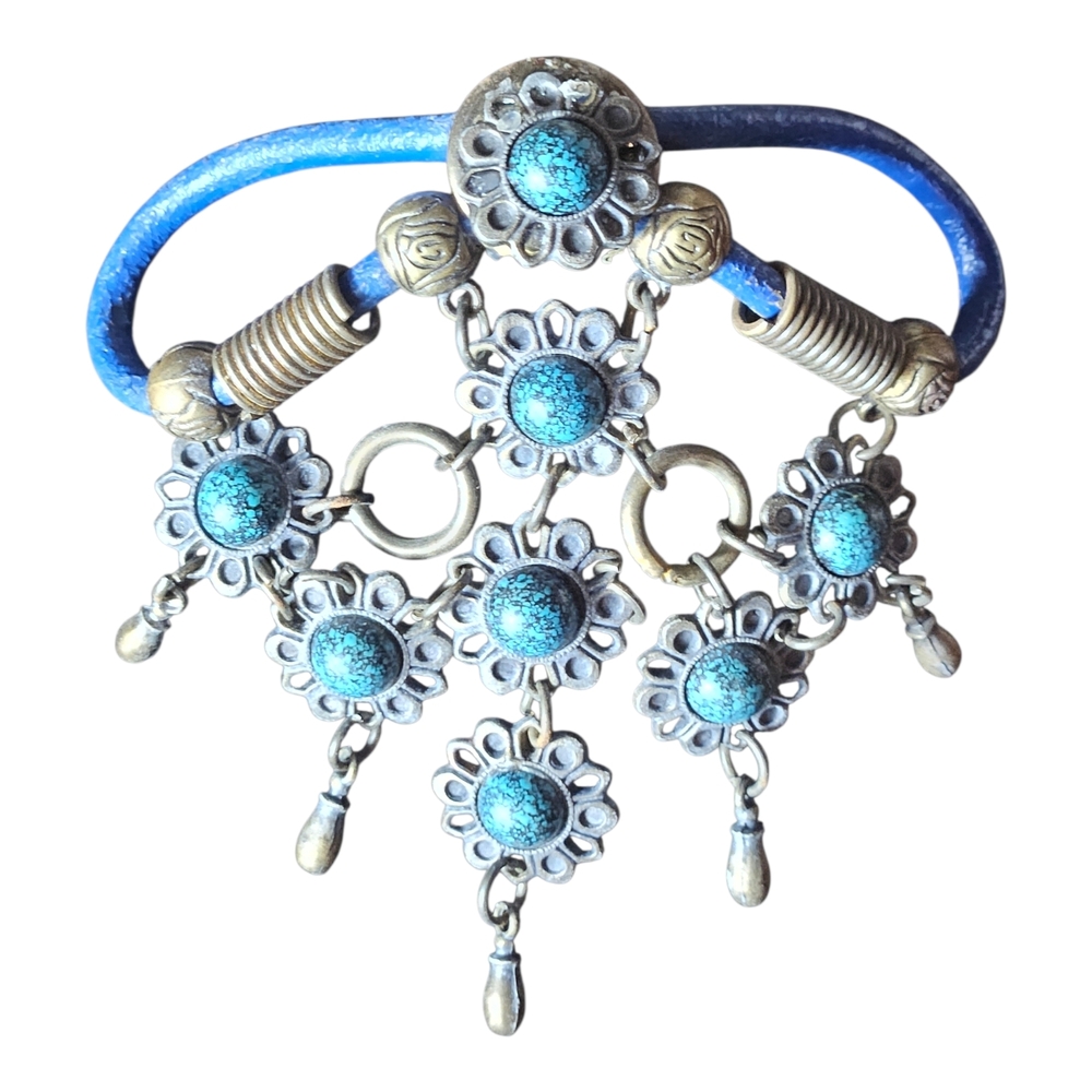 Vintage Blue and Silver Floral Hair Accessory